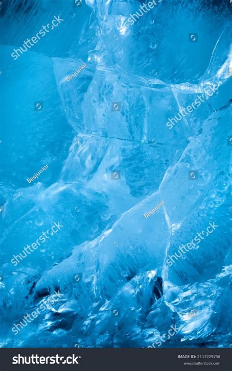 Extremely Cold Background Cracked Ice Wallpaper Stock Photo 2117229758