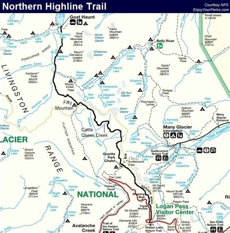 Northern Highline Trail Map Glacier Park Map Mountain Trails Mountain