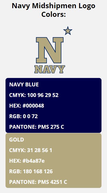 Navy Midshipmen Team Colors Hex Rgb Cmyk Pantone Color Codes Of My