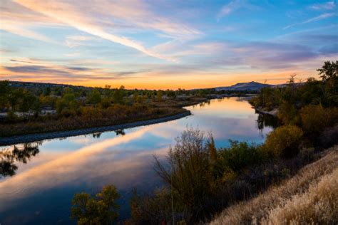 Beautiful Sunset Along Boise River Idaho Stock Photo Download Image