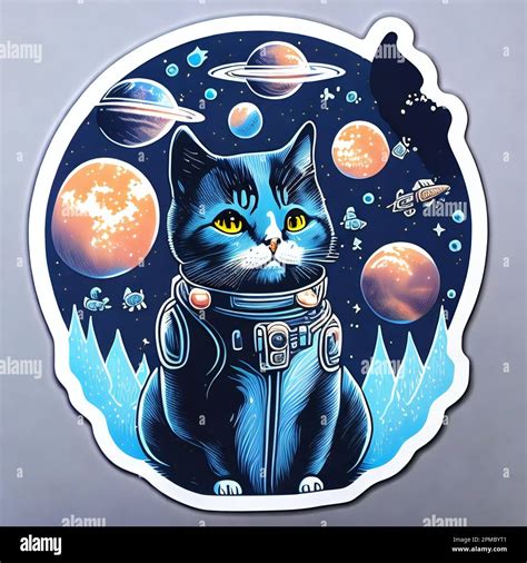 Astronaut Cat In Space Vector Illustration Cartoon Style Stock Photo