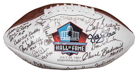 Lot Detail Nfl Pro Football Hall Of Fame Signed Football With 40