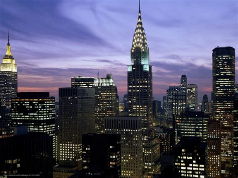 Download Wallpaper Night New York City Chrysler Building Lights Free