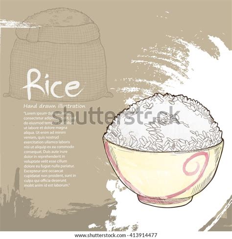 Hand Drawn Illustration Rice Rice Background Stock Vector Royalty Free