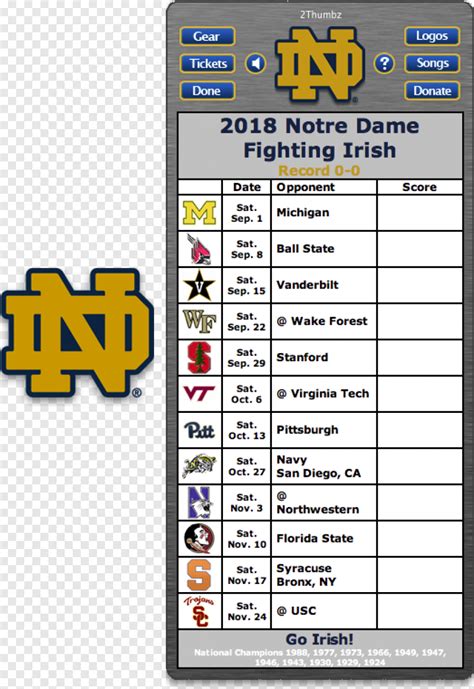Notre Dame Football Printable Schedule 2018 523x761 22489813 Png
