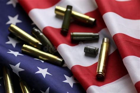 Bullet On The Usa Flag Stock Photo Image Of Guns Gold 100869734