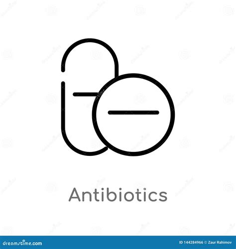 Outline Antibiotics Vector Icon Isolated Black Simple Line Element
