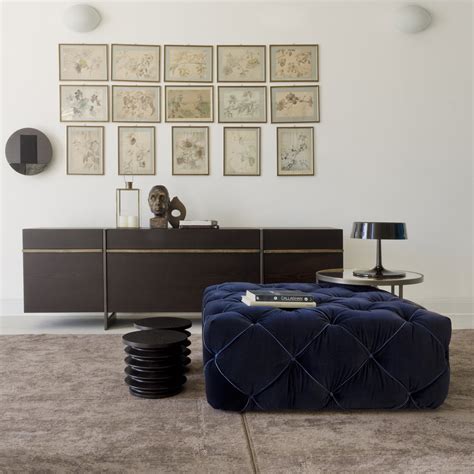 Maybe you would like to learn more about one of these? Large Italian Blue Velvet Button Upholstered Pouf