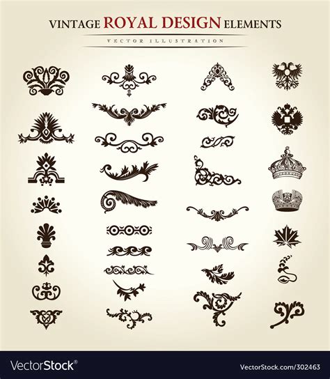 Flower Vintage Royal Design Element Royalty Free Vector