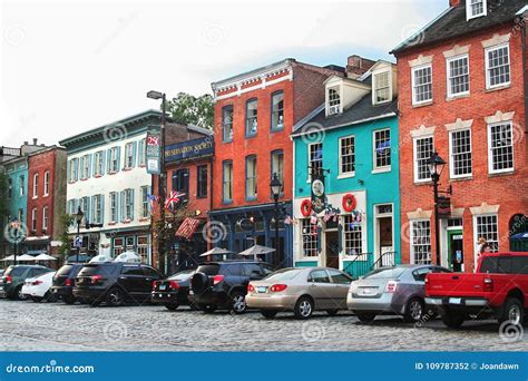 Historic Buildings Line Cobblestone Streets In Fells Point Baltimore