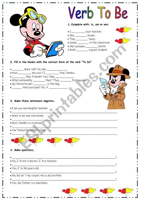 Worksheet For Teaching The Verb To Be Verb Esl Lesson Plans