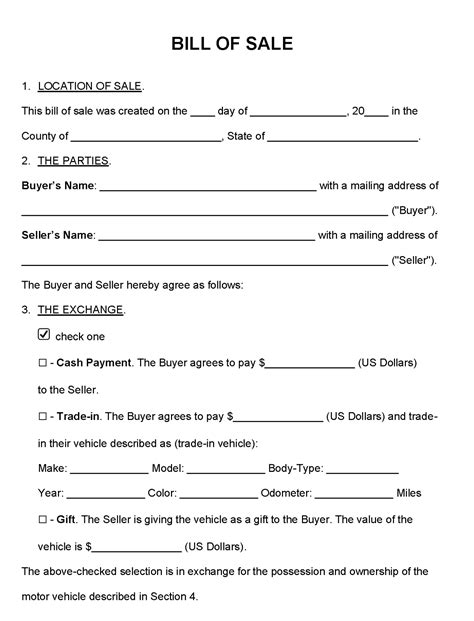 Free Printable And Customizable Motorcycle Bill Of Sale Form
