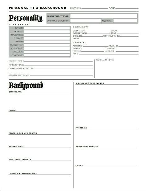 Character Profile And Background Sheet Writing Aids Pinterest