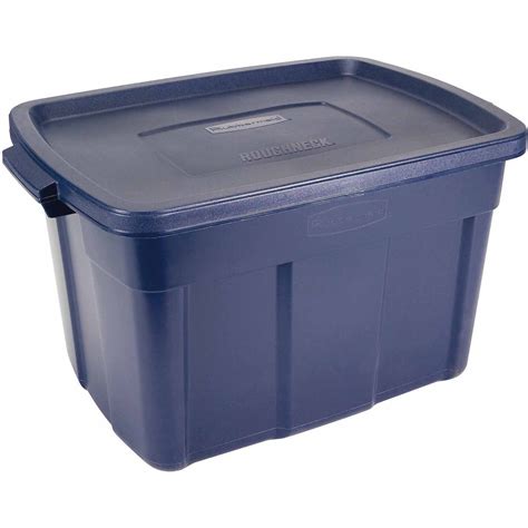 Rubbermaid Roughneck Tote Storage Bin 25 Galon Blue Plastic Container