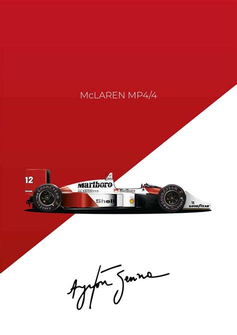 Ayrton Senna Poster Art Cars Formula 1 Car Automotive Art