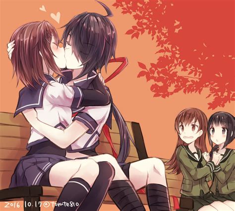 lesbians yuri kissing anime girls anime kantai collection 1024x922 wallpaper wallhaven cc