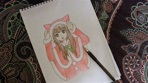 Anime drawings sketches cute drawings disney drawings owl drawings drawing disney pencil art drawings kawaii drawings chibi faces kawaii faces. How to draw a cute anime girl in a cat Santa costume ...