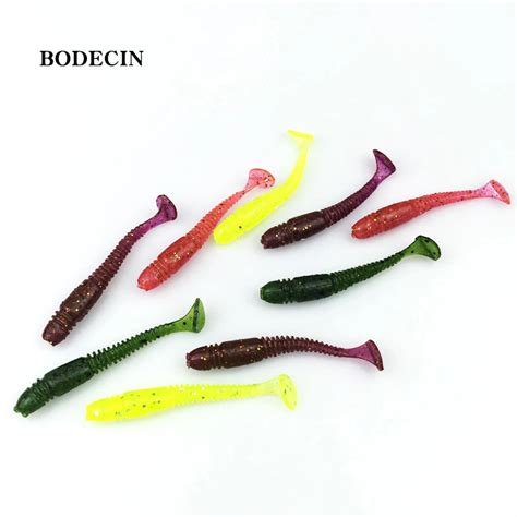 16pcs Soft Silicone Worm Rubber Grub T Tail Artificial Fake Bait Suit