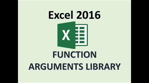 Excel 2016 Function Arguments Formula Library How To Insert