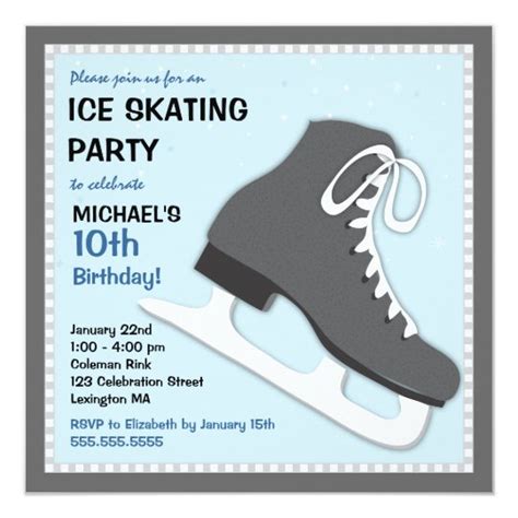 Cool Dudes Ice Skating Birthday Party Invitation