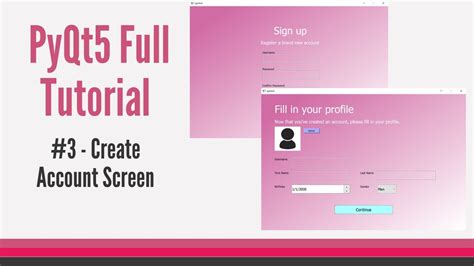 Pyqt5 Full Modern Gui Tutorial 3 Create Account Form Gui And Database