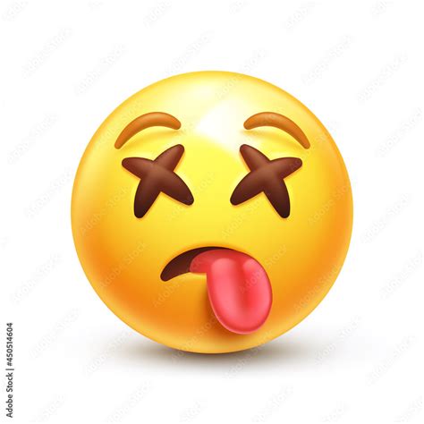 Dizzy Emoji Dead Emoticon Yellow Face With X Cross Eyes And Tongue