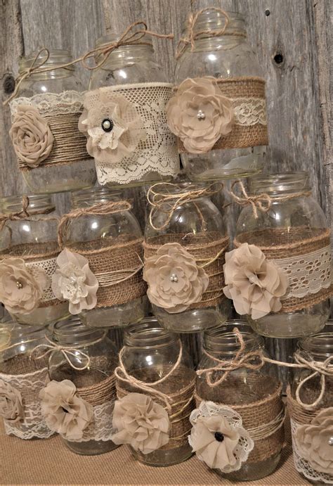 Diy Lace And Burlap Mason Jar Centerpieces Musely Hot Sex Picture