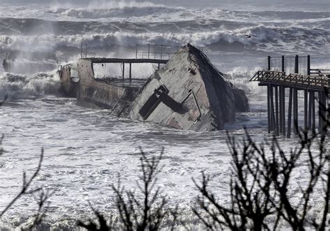 California Waves Snap Famous Concrete Ship Ss Palo Alto Time