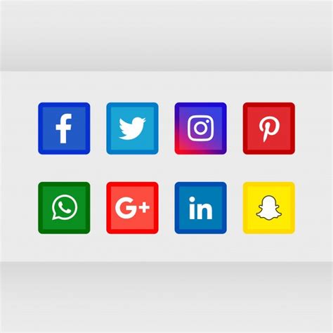 Set Popular Social Media Icons Template Banner Vector Image Images