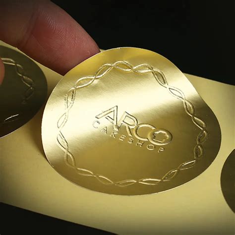 Custom Embossed 3d Logo Name Shaped Gold Foil Sticker For Packaging