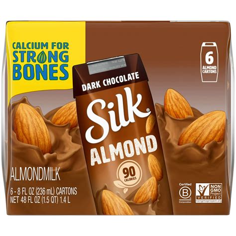 Silk Shelf Stable Dark Chocolate Almond Milk Singles 8 Oz 6 Count
