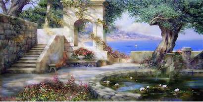 Heaven Painting Water Flowers Pond Garden Mystic