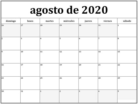 Calendário Agosto 2020 Con Santi Calendar Printables