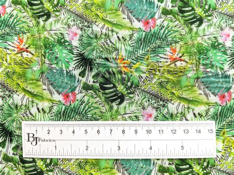 Viscose Print With Tropical Plants And Birds Of Paradise Bandj Fabrics