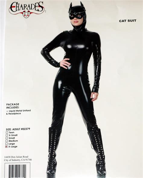 Catwoman Cat Woman Black Unitard Catsuit Costume New Ebay