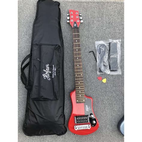 Original Hofner Travel Mini Electric Guitar Black Red Blue Colour With