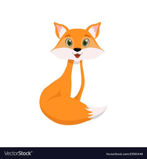 Cute Little Red Fox Lovely Animal Cartoon Vector Image