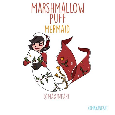 holiday mermaid marshmallow puff maxineart
