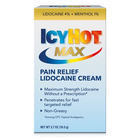 Icy Hot Max Strength Pain Relief Cream With Lidocaine Plus Menthol 27