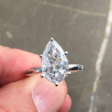 3 Carat Pear Shaped F Si1 Gia Diamond Engagement Ring 14k White Gold