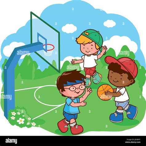 Los Niños Juegan Al Baloncesto Imagen Vector De Stock Alamy