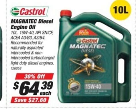 Castrol Magnatec Diesel Engine Oil 15w 40 Offer At Supercheap Auto