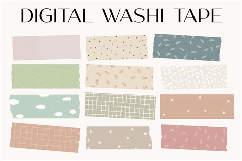 Cute Digital Washi Tape Png Graphics ~ Creative Market