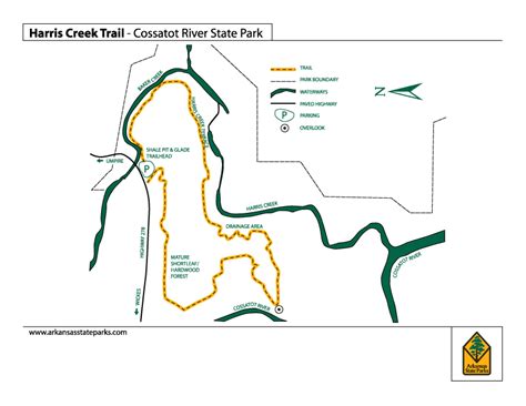 Harris Creek Trail Cossatot River State Park Map Wickes Ar Mappery