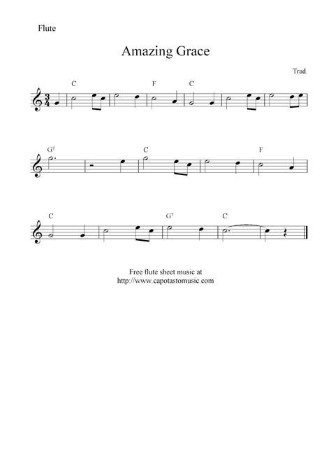 Easy Sheet Music For Beginners Amazing Grace Free Flute Sheet Music Notes