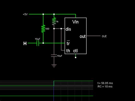 555 Monostable Multivibrator Circuit Simulator