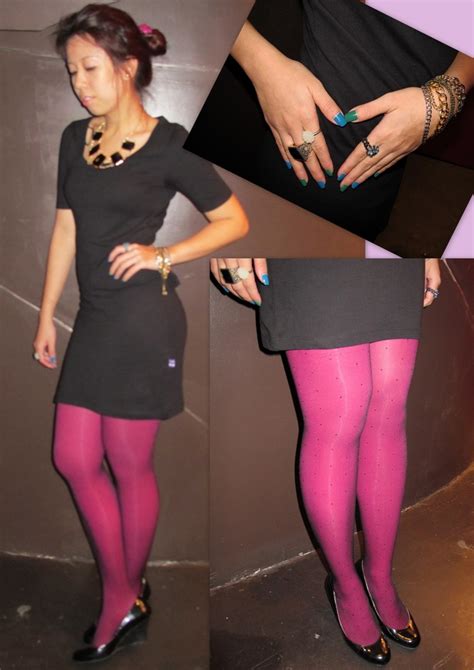 Shuk Y H By Henry Holland Black Dress Hot Pink Leggings Susoku