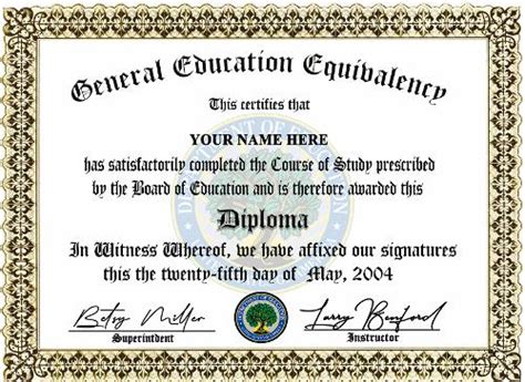 Diploma Ged High School Personalized Novelty Diplomas