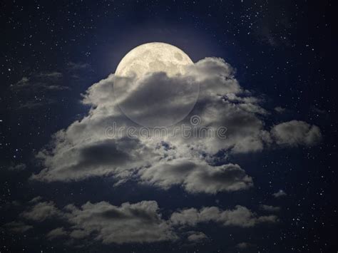 Full Moon Night With Stars And Clouds Stock Image Image Of Abstract