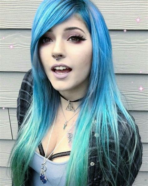 leda muir blue and green hair edgy hair color emo scene hair hair styles
